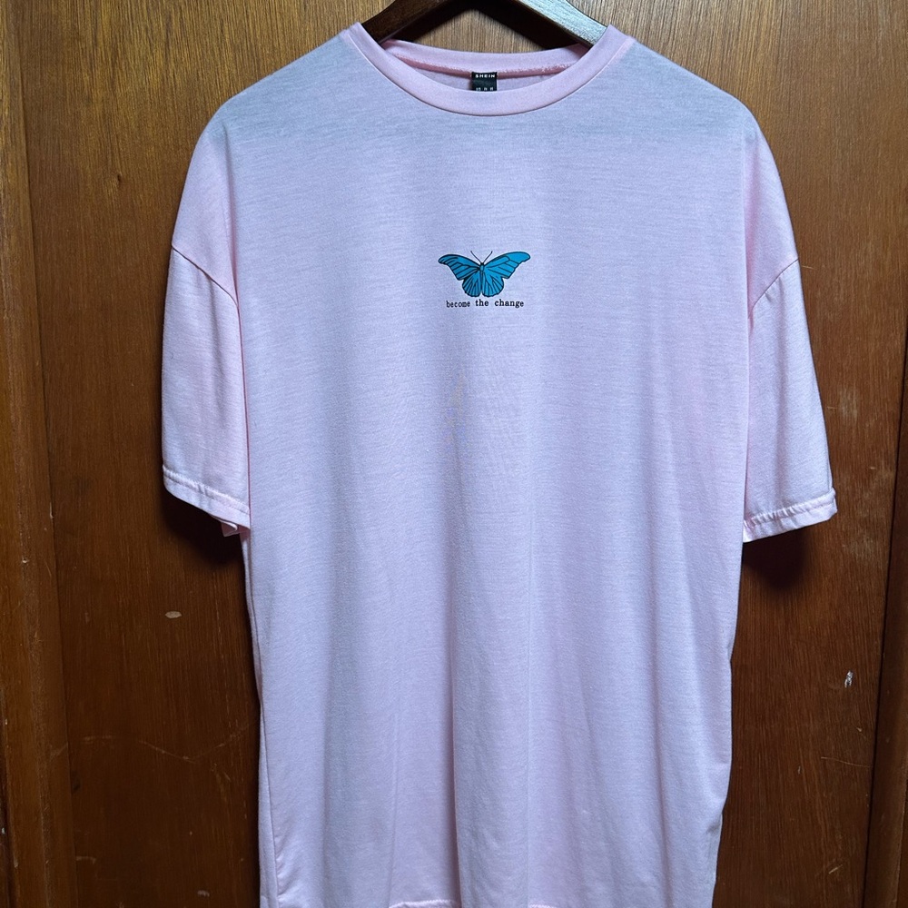 SHEIN Light Pink Butterfly Tee